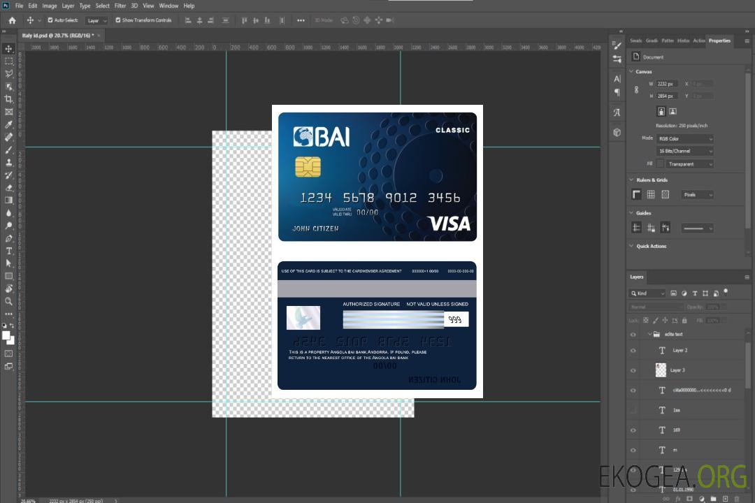 Carte visa de crédit classique de la banque Angola Bai template